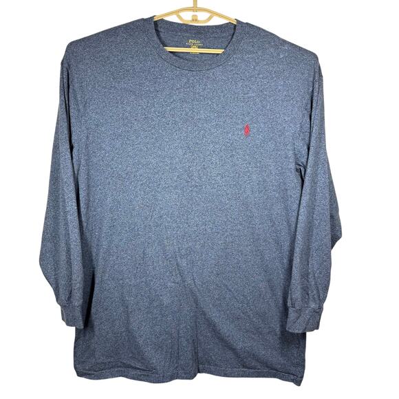 Polo Ralph Lauren Long Sleeve T-Shirt Men’s XLT Heathered Blue Tall‎ Fit Preppy - Picture 2 of 5